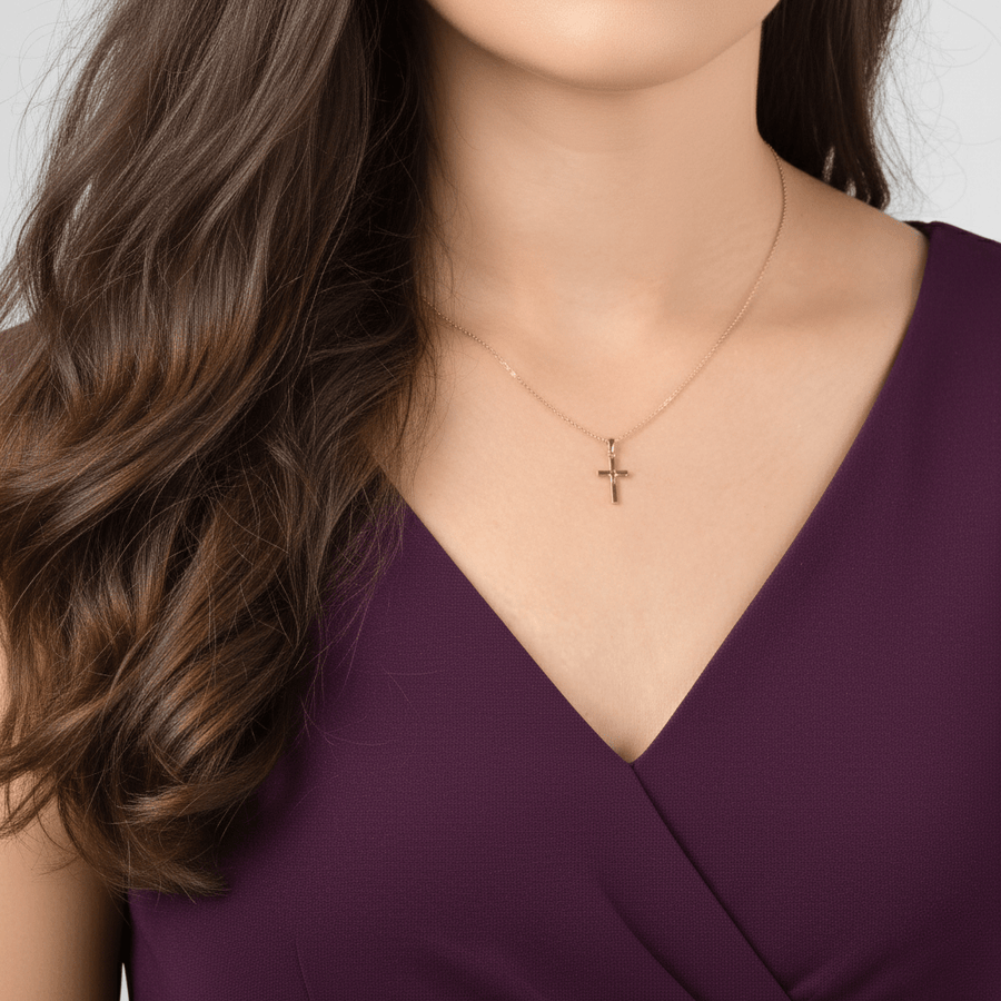 9ct/14ct Gold Minimalist, Tiny Cross Pendant – Pendant Only - Kolié Fine Jewellery