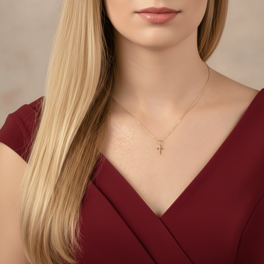 9ct/14ct Yellow Gold Cross Pendant - Serene Elegance - Pendant Only - Kolié Fine Jewellery