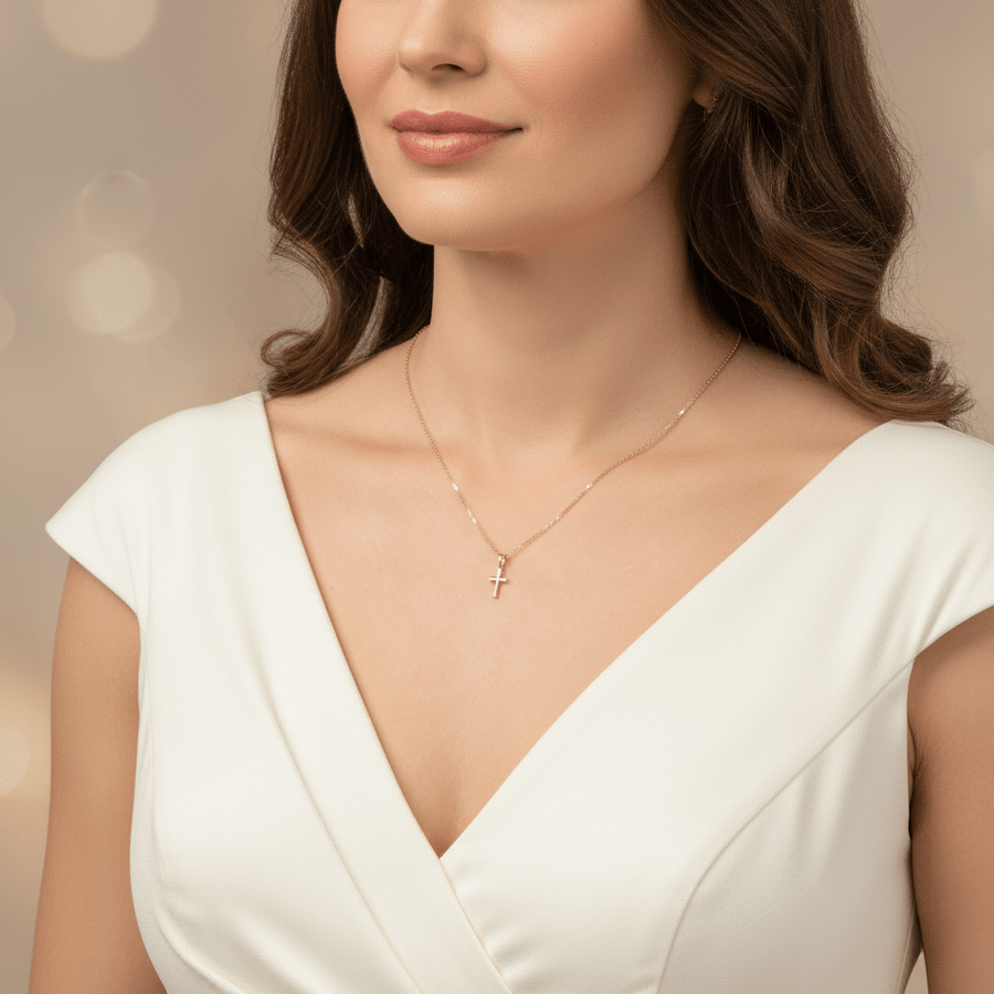 9ct/14ct Yellow Gold Cross Pendant - Serene Elegance - Pendant Only - Kolié Fine Jewellery