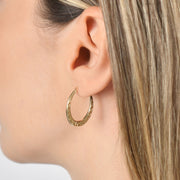 9ct Gold Greek Key Hoop Earrings