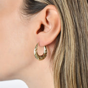 9ct Gold Greek Key Embossed Hoop Earrings