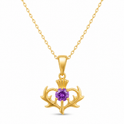 Thistle Pendant with Purple Cubic Zirconia – Scottish Jewellery | Kolié
