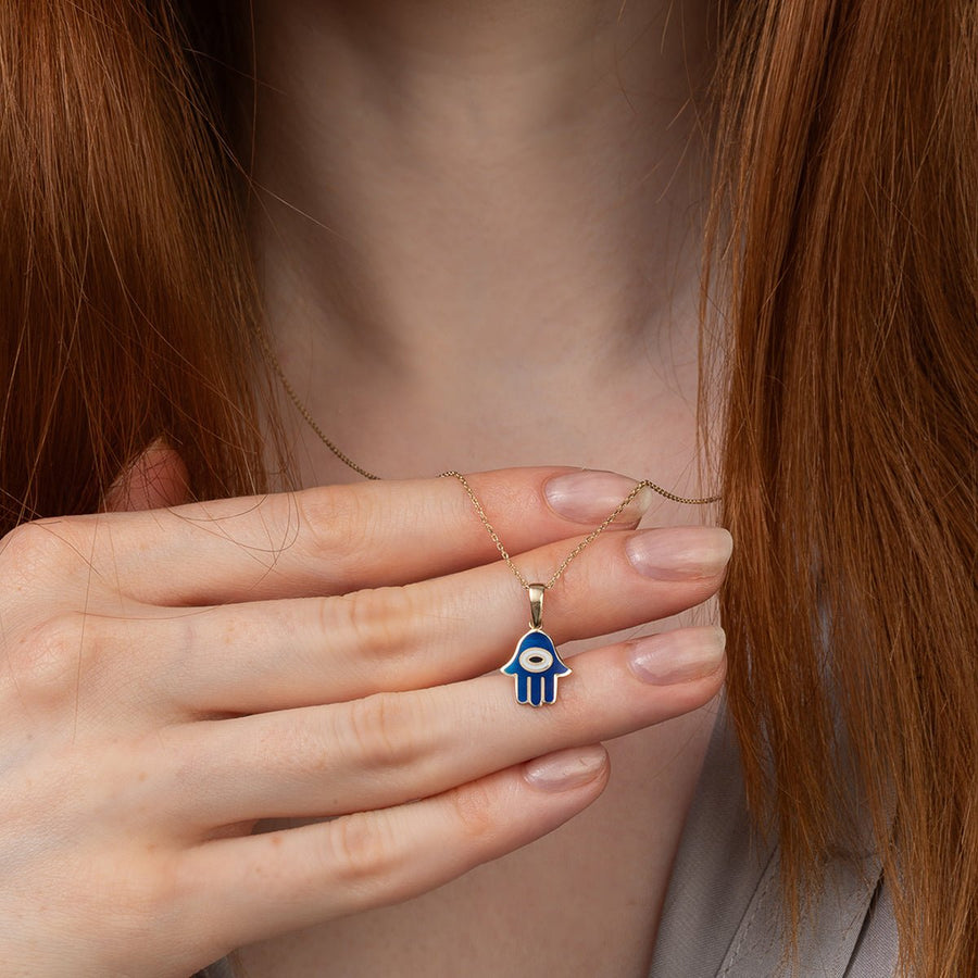 Hamsa Hand Evil Eye Pendant - Kolié Fine Jewellery