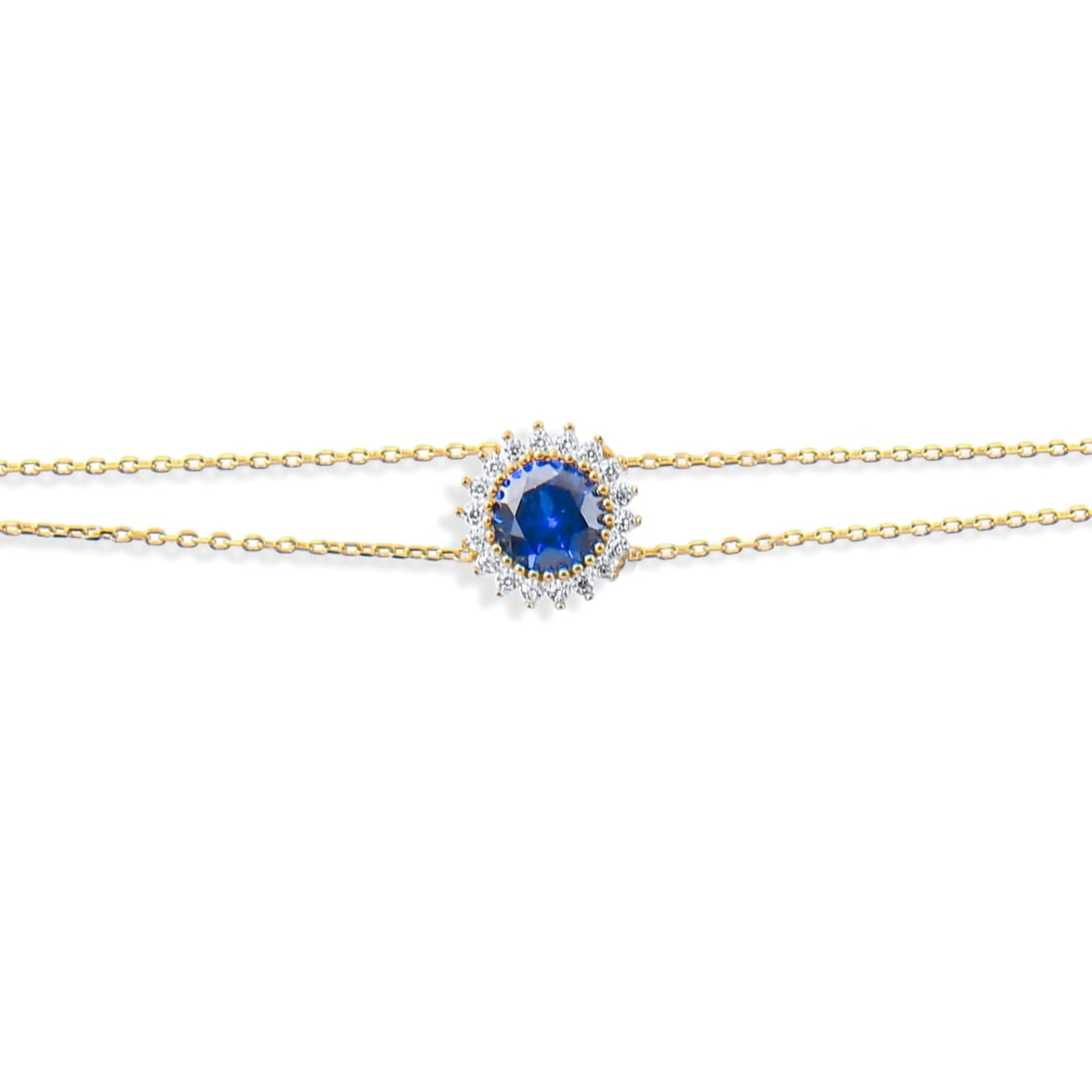 Kolié 9ct Gold Bracelet with Cubic Zirconia - Sapphire blue, Emerald green, Clear zirconia - Kolié