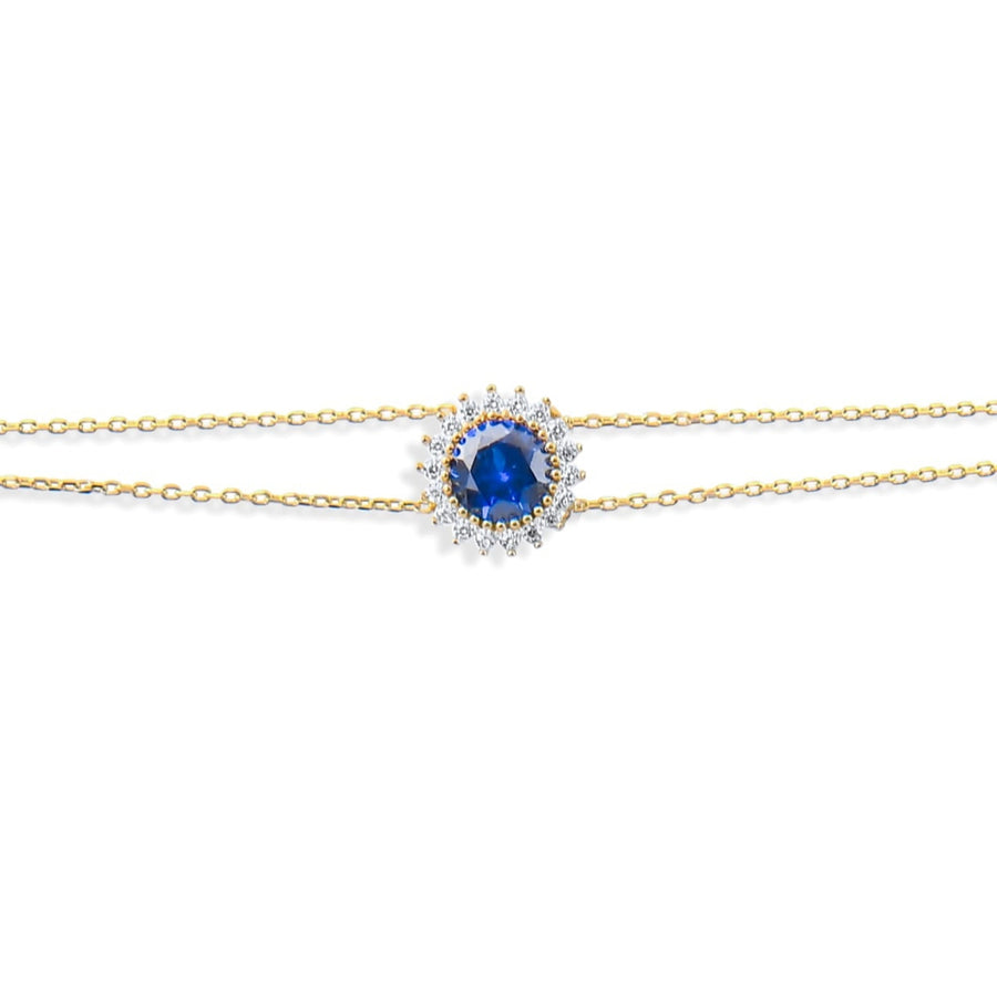 Kolié 9ct Gold Bracelet with Cubic Zirconia - Sapphire blue, Emerald green, Clear zirconia - Kolié