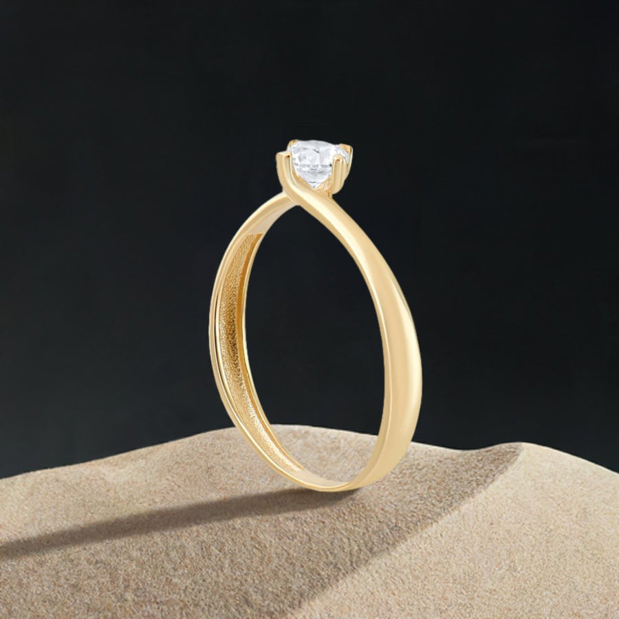 Kolié 9ct Gold Classic Solitaire Zirconia Ring - Essence of Elegance - Kolié