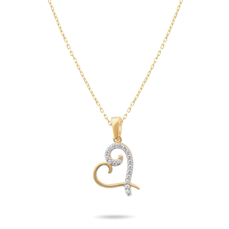 Kolié 9ct Gold Heart Pendant with Sparkling Zirconia - A Symbol of Love - Pendant Only - Kolié
