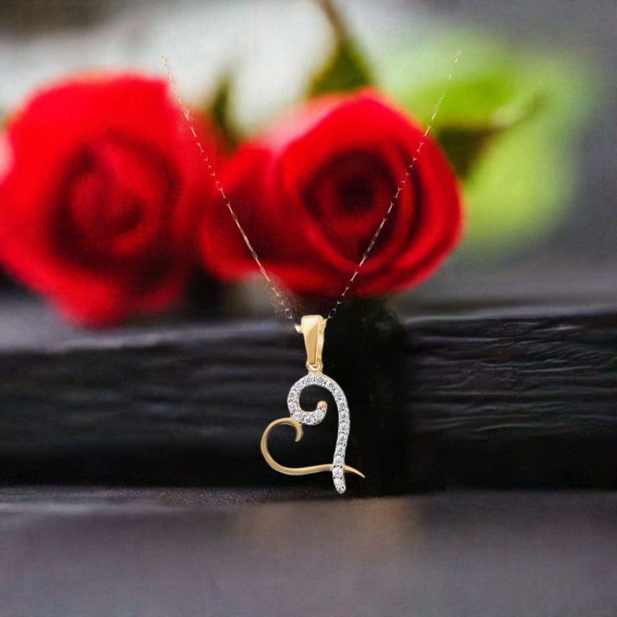 Kolié 9ct Gold Heart Pendant with Sparkling Zirconia - A Symbol of Love - Pendant Only - Kolié