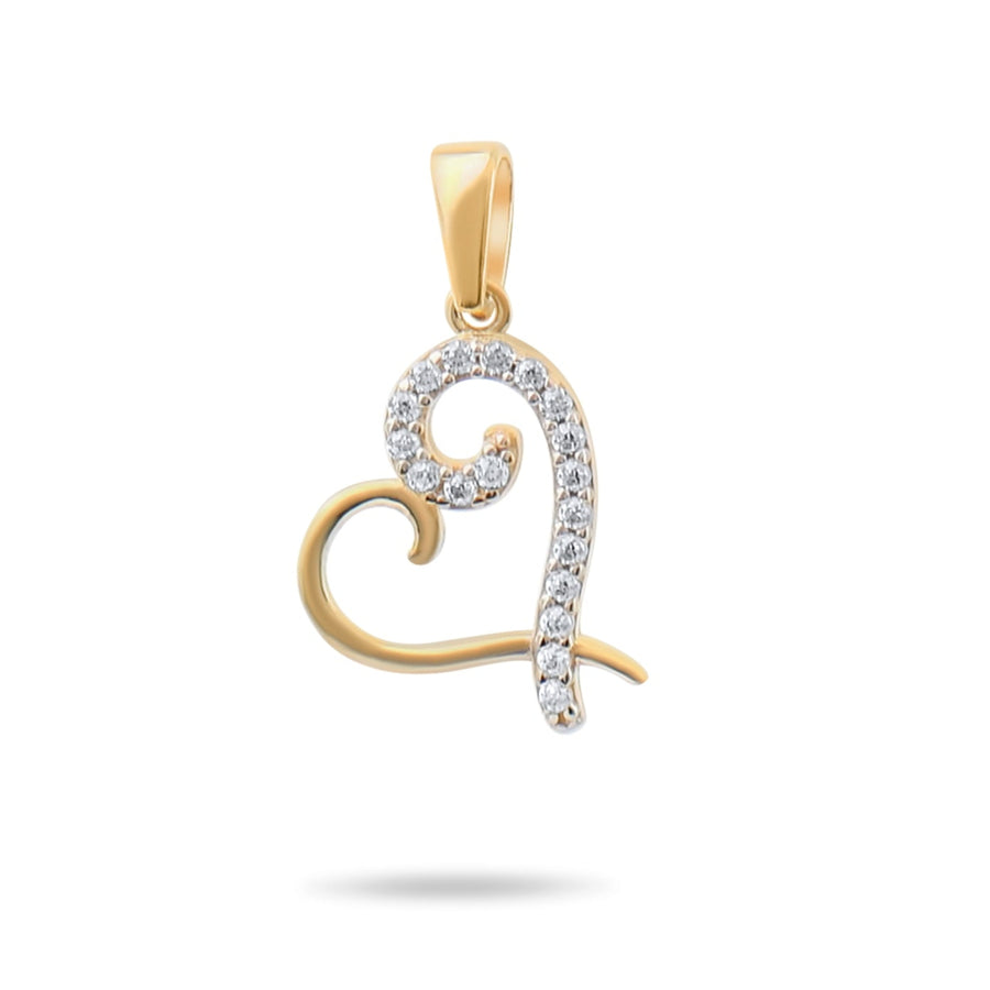 Kolié 9ct Gold Heart Pendant with Sparkling Zirconia - A Symbol of Love - Pendant Only - Kolié