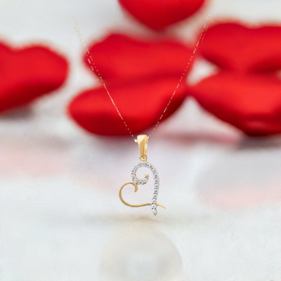 Kolié 9ct Gold Heart Pendant with Sparkling Zirconia - A Symbol of Love - Pendant Only - Kolié