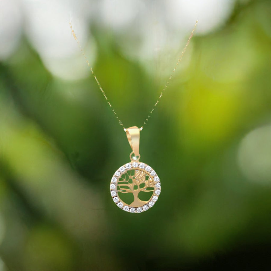 Kolié 9ct Gold Tree of Life Pendant with Zirconia - An Ode to Continuity and Growth - Pendant Only - Kolié