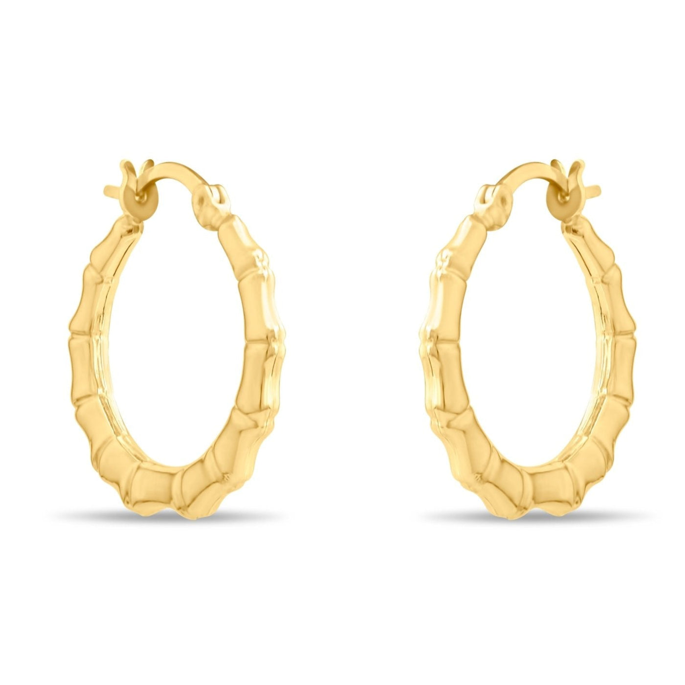 Kolié 9ct Solid Gold Bamboo Hoop Earrings - Kolié