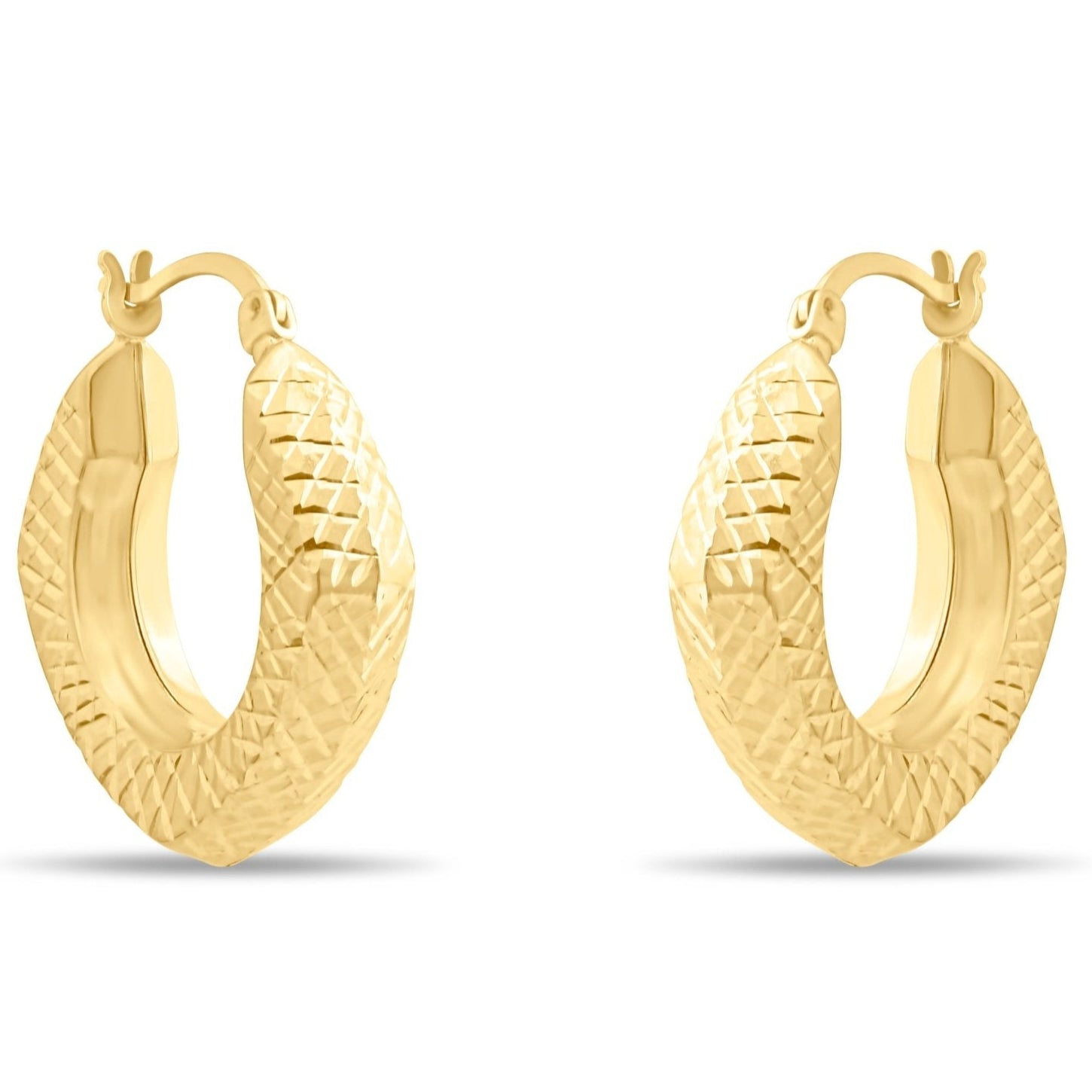 Kolié 9ct Solid Gold Diamond - Cut Hoop Earrings - Kolié