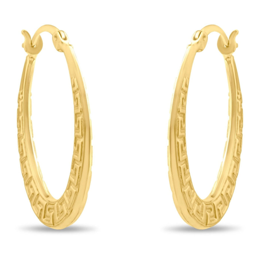 Kolié 9ct Solid Gold Greek Key Hoop Earrings - Kolié