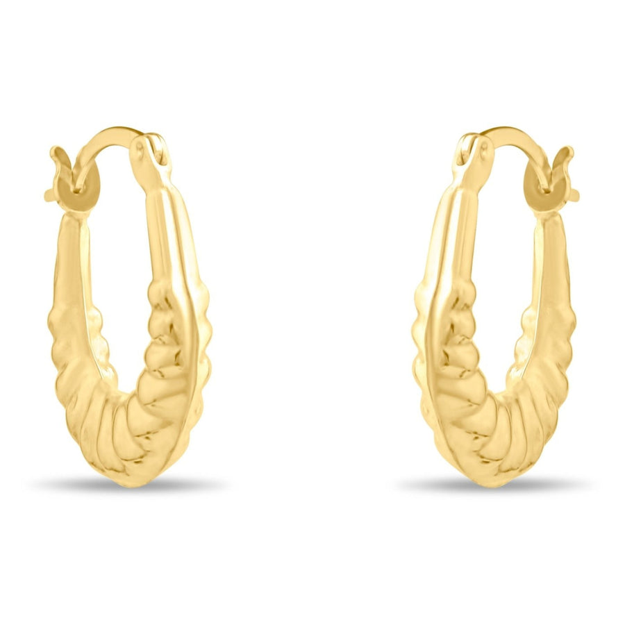 Kolié 9ct Solid Gold Ribbed Hoop Earrings - Kolié