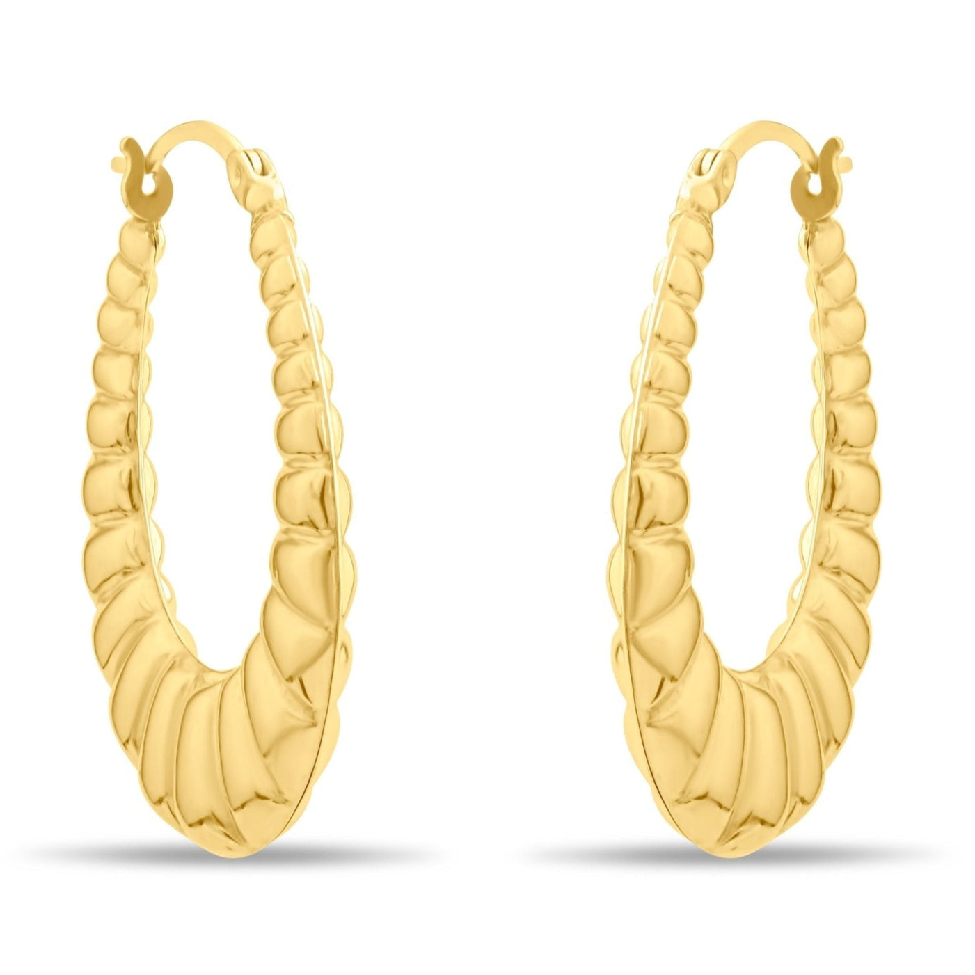Kolié 9ct Solid Gold Ribbed Hoop Earrings - Kolié