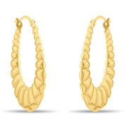 Kolié 9ct Solid Gold Ribbed Hoop Earrings - Kolié