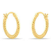 Kolié 9ct Solid Gold Rope Hoop Earrings - Kolié