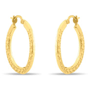 Kolié 9ct Solid Gold Textured Hoop Earrings - Kolié