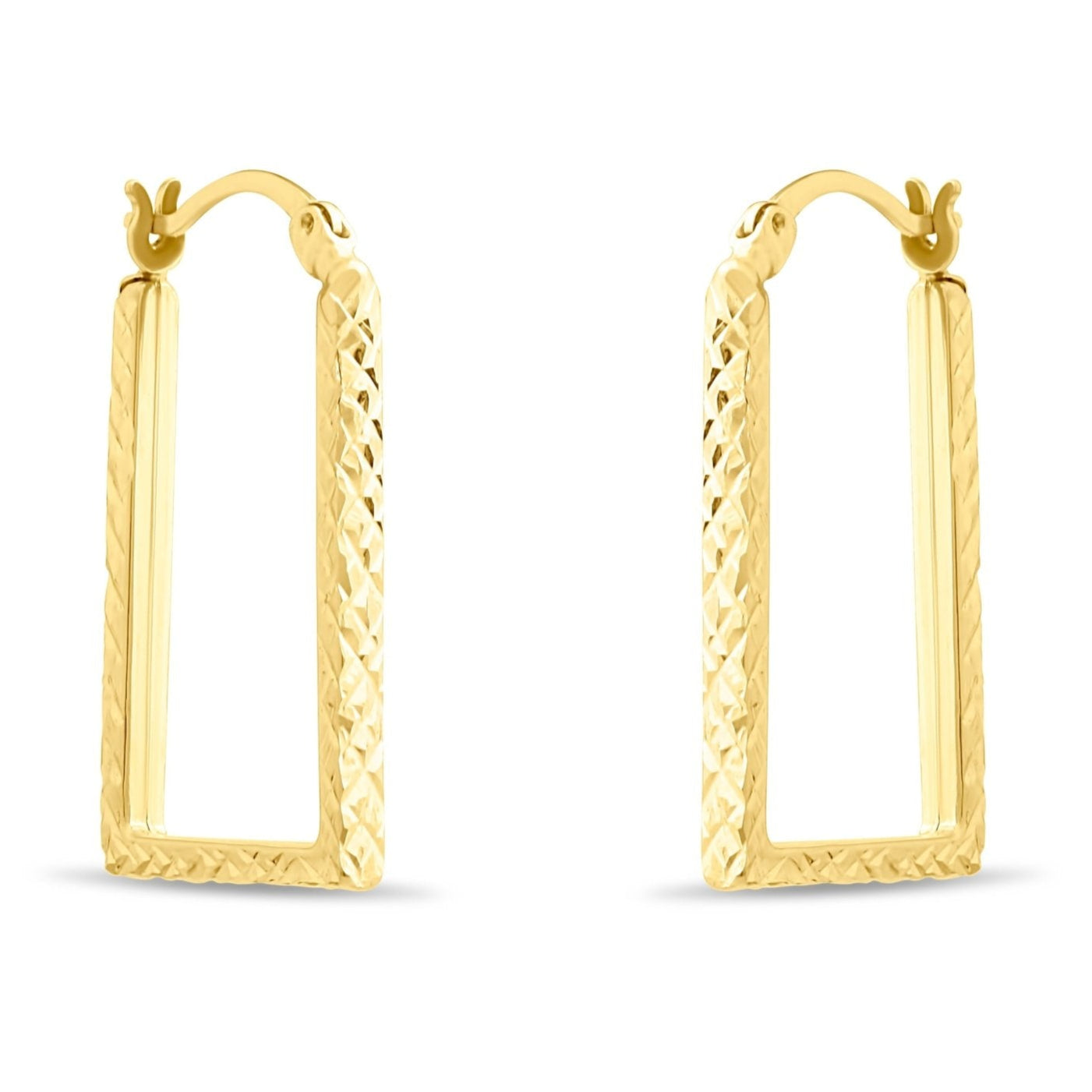 Kolié 9ct Solid Gold Textured Square Hoop Earrings - Kolié