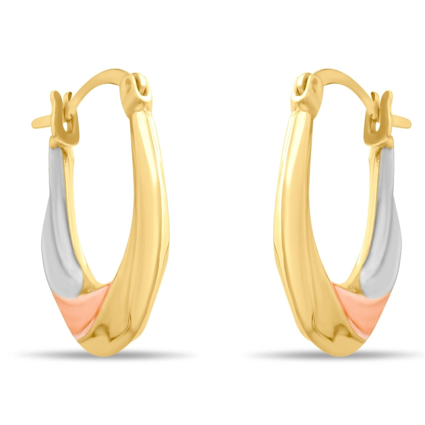 Kolié 9ct Solid Gold Tri - Colour Twisted Hoop Earrings - Kolié