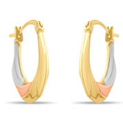 Kolié 9ct Solid Gold Tri - Colour Twisted Hoop Earrings - Kolié
