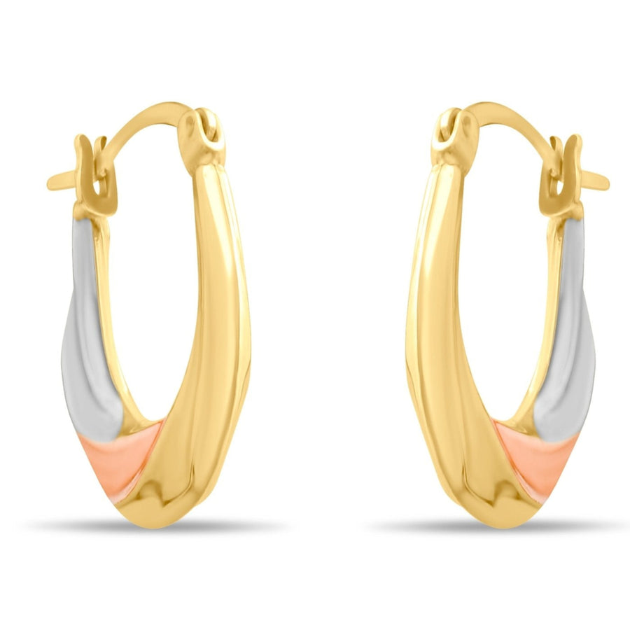 Kolié 9ct Solid Gold Tri - Colour Twisted Hoop Earrings - Kolié