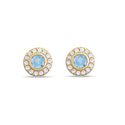 Kolié 9ct Yellow Gold Earrings with Blue Zirconia - Oceanic Allure Meets Golden Glow - Kolié Fine Jewellery