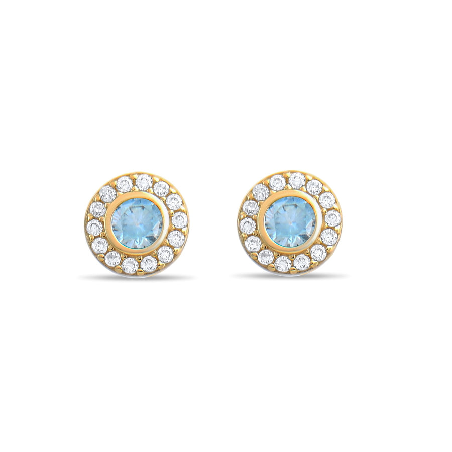 Kolié 9ct Yellow Gold Earrings with Blue Zirconia - Oceanic Allure Meets Golden Glow - Kolié Fine Jewellery