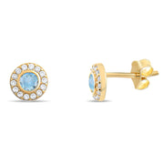 Kolié 9ct Yellow Gold Earrings with Blue Zirconia - Oceanic Allure Meets Golden Glow - Kolié Fine Jewellery