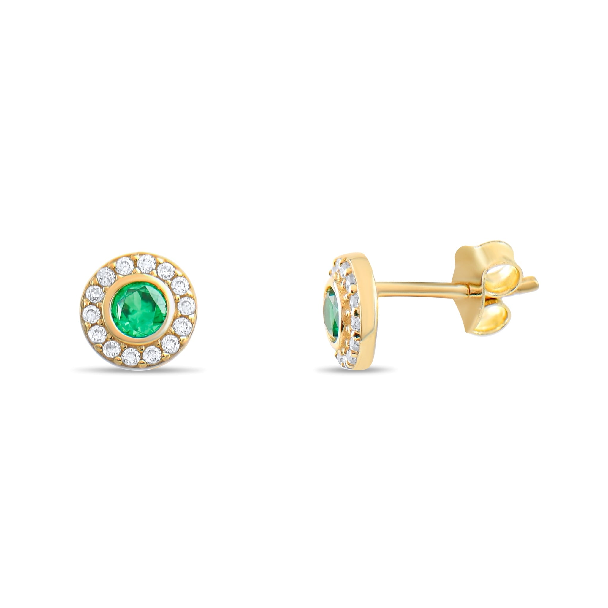 Kolié 9ct Yellow Gold Earrings with Green Zirconia - Emerald Essence - Kolié Fine Jewellery