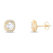 Kolié 9ct Yellow Gold Halo Zirconia Earrings - A Symphony of Light and Luxury - Kolié