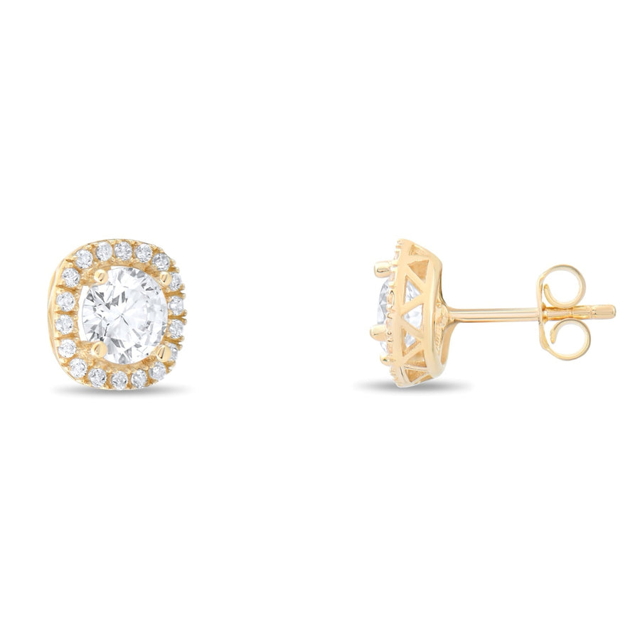 Kolié 9ct Yellow Gold Halo Zirconia Earrings - A Symphony of Light and Luxury - Kolié