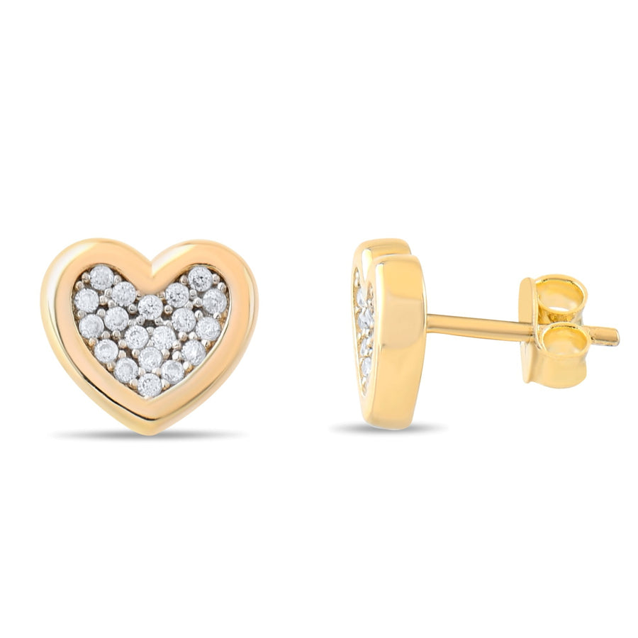 Kolié 9ct Yellow Gold Heart Earrings with Zirconia - A Sparkling Embrace of Elegance - Kolié