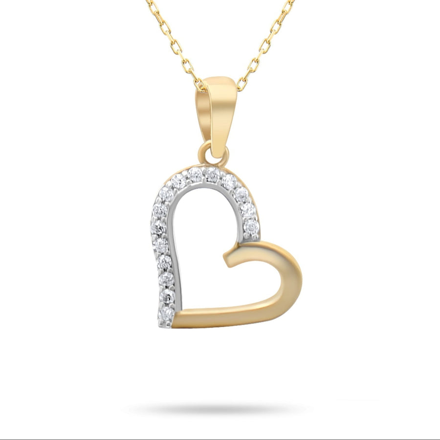 Kolié 9ct Yellow Gold Heart Pendant with Zirconia - A Glimmering Emblem of Love - Pendant Only - Kolié