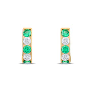 Kolié 9ct Yellow Gold Huggie Earrings with Emerald Green Zirconia - Kolié