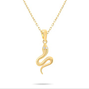 Kolié 9ct Yellow Gold Snake Pendant with Zirconia Accents - Enigmatic Charm - Pendant Only - Kolié