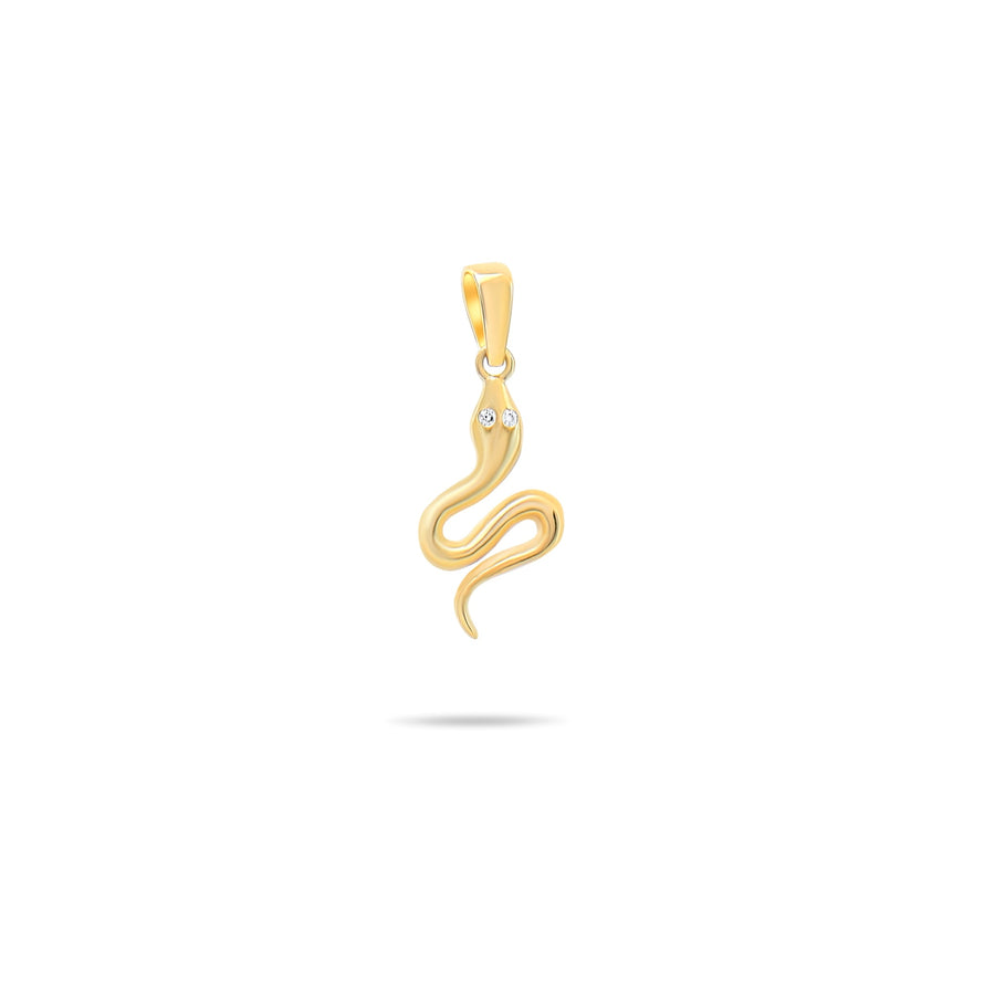 Kolié 9ct Yellow Gold Snake Pendant with Zirconia Accents - Enigmatic Charm - Pendant Only - Kolié