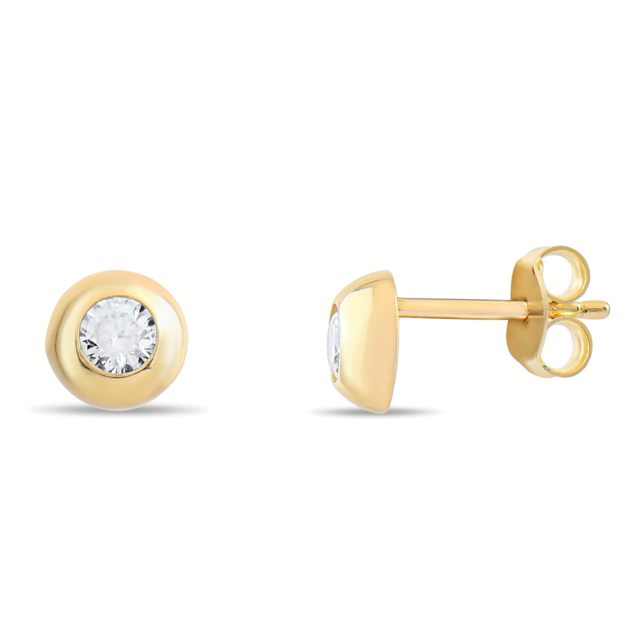 Kolié 9ct Yellow Gold Solitaire Zirconia Earrings - A Glimmer of Sophistication - Kolié
