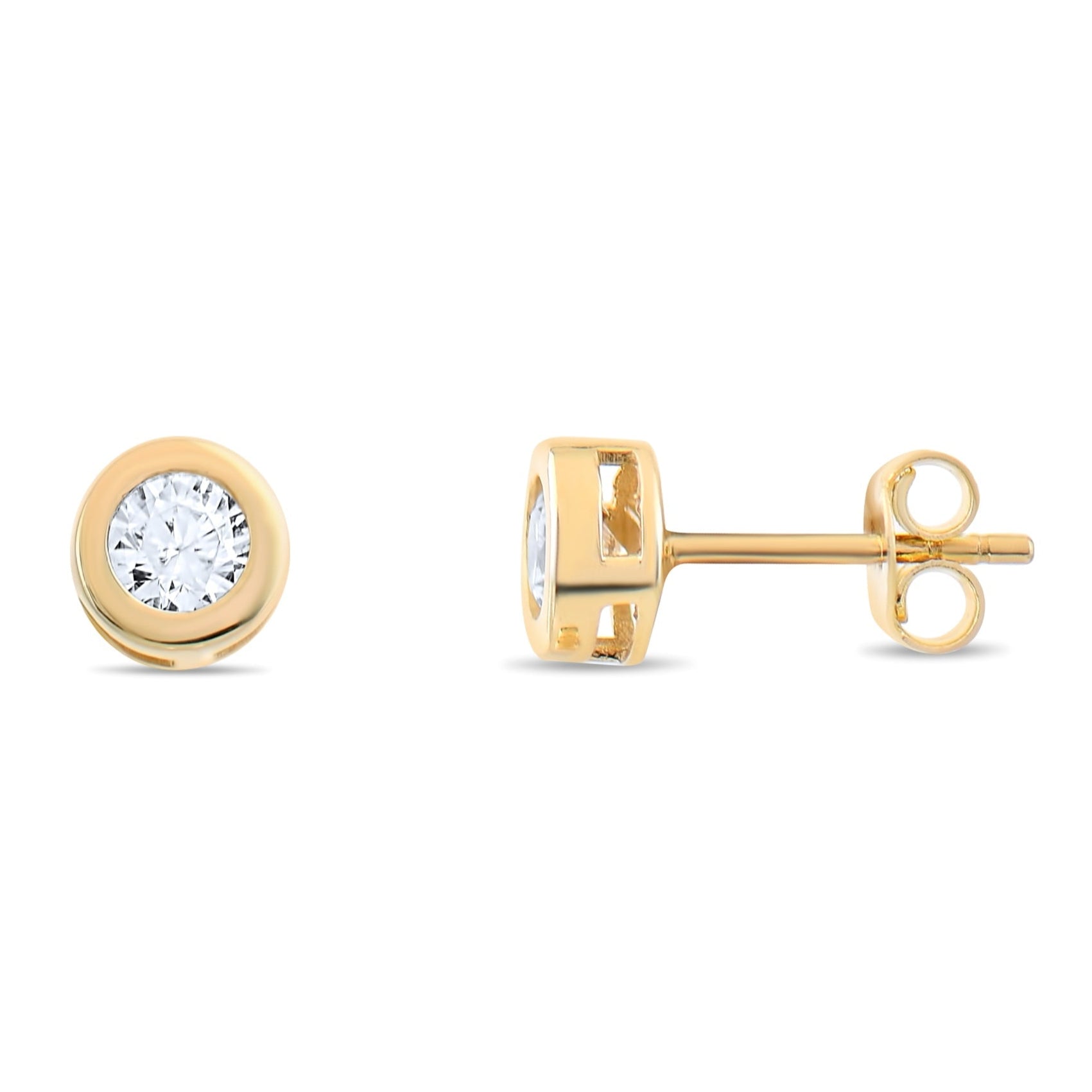 Kolié 9ct Yellow Gold Zirconia Stud Earrings - Classic Elegance Redefined - Kolié