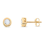 Kolié 9ct Yellow Gold Zirconia Stud Earrings - Classic Elegance Redefined - Kolié