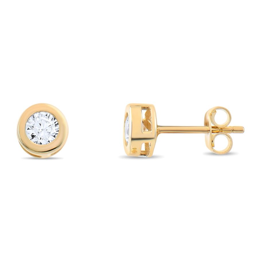 Kolié 9ct Yellow Gold Zirconia Stud Earrings - Classic Elegance Redefined - Kolié