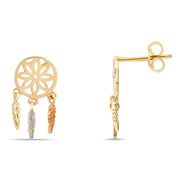 Kolié Dreamcatcher - 9ct Yellow Gold Earrings with Feather Charms - Kolié Fine Jewellery