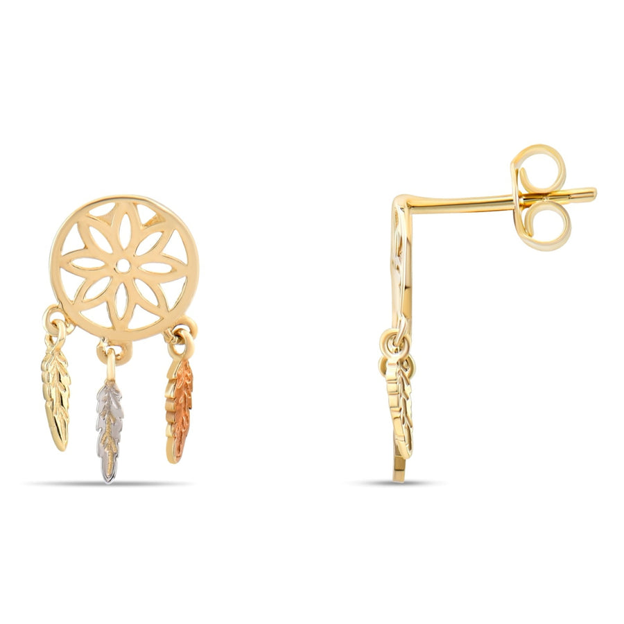 Kolié Dreamcatcher - 9ct Yellow Gold Earrings with Feather Charms - Kolié Fine Jewellery
