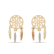 Kolié Dreamcatcher - 9ct Yellow Gold Earrings with Feather Charms - Kolié Fine Jewellery