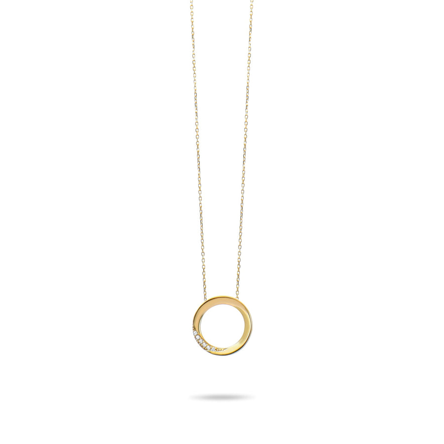 Kolié Gold Circle Necklace with Zirconia - Elegance in Full Circle - Kolié