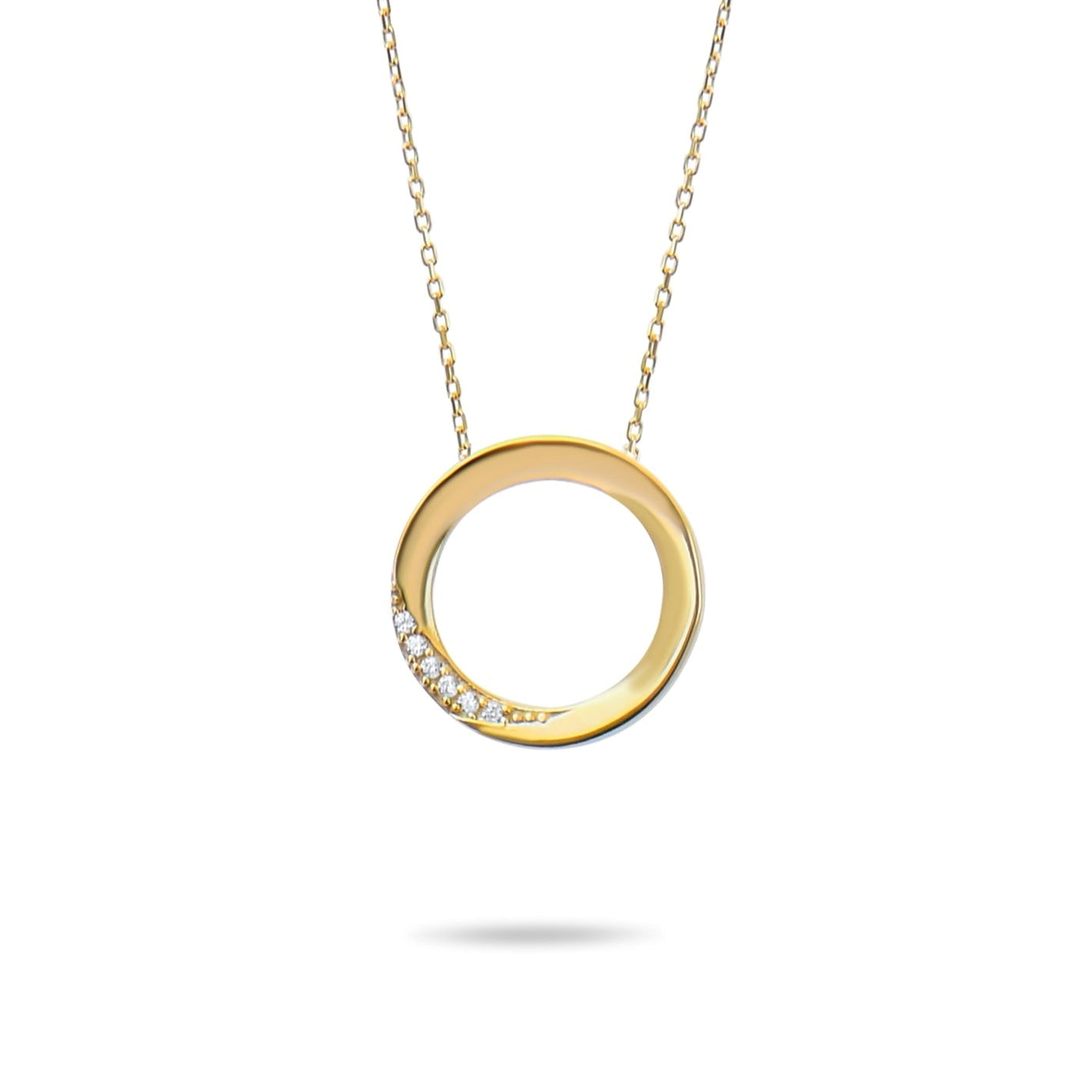 Kolié Gold Circle Necklace with Zirconia - Elegance in Full Circle - Kolié