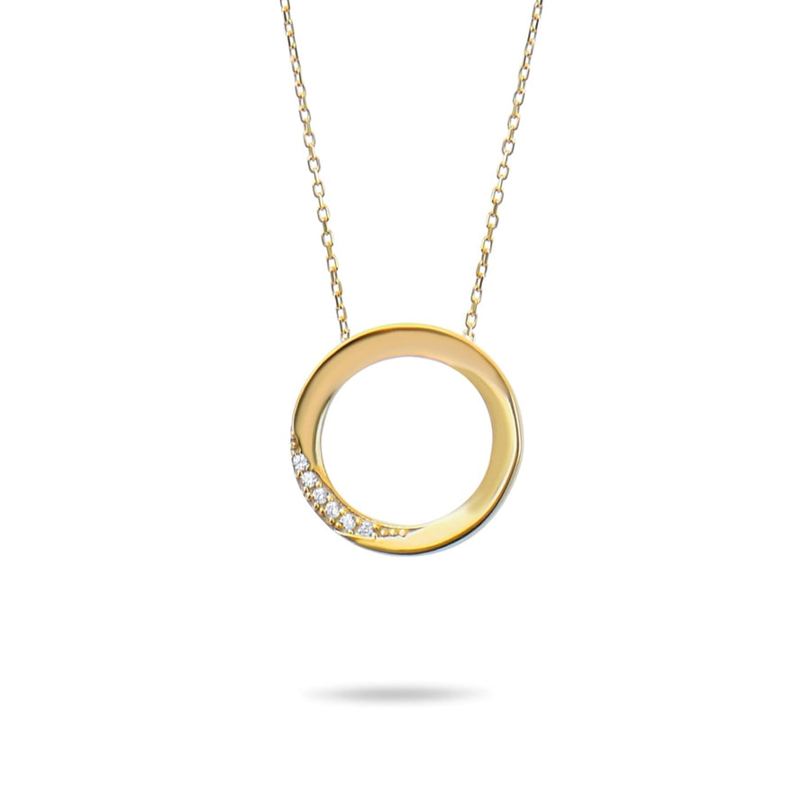 Kolié Gold Circle Necklace with Zirconia - Elegance in Full Circle - Kolié