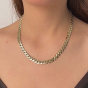 9ct Yellow Gold 10mm Square Curb Chain Necklace (46cm)