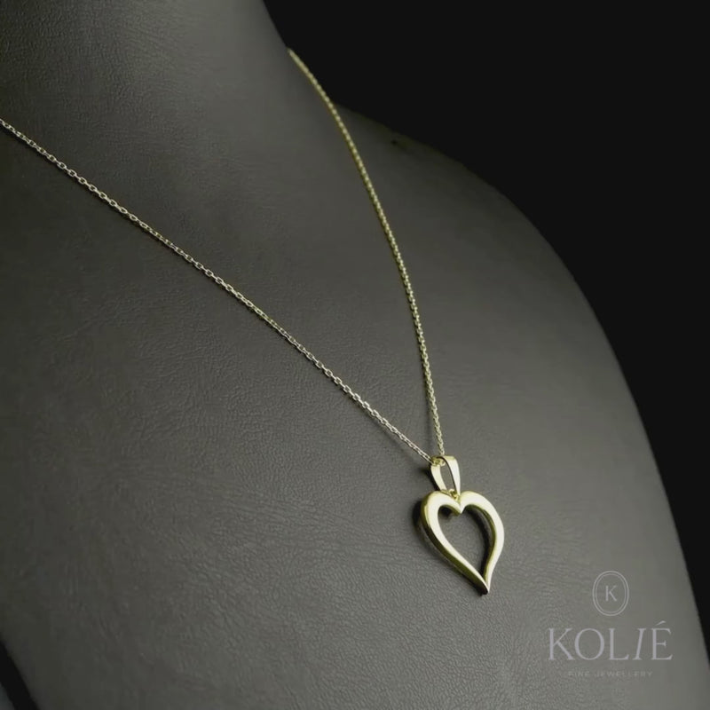 Kolié 9ct yellow gold necklace and open heart pendant